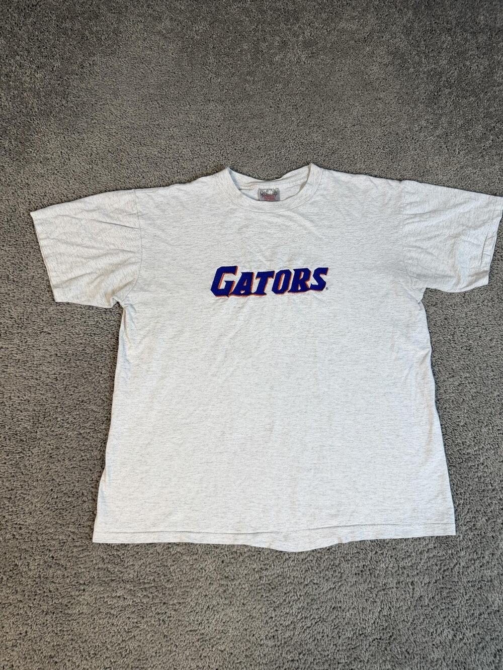 Vintage Florida Gators Shirt Mens L Gray NCAA Football Oneita 100% Cotton